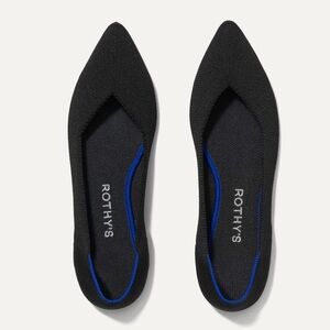 Rothys The Point Solid Black Pointed Toe Slip on Flat Shoe Womens Size 9